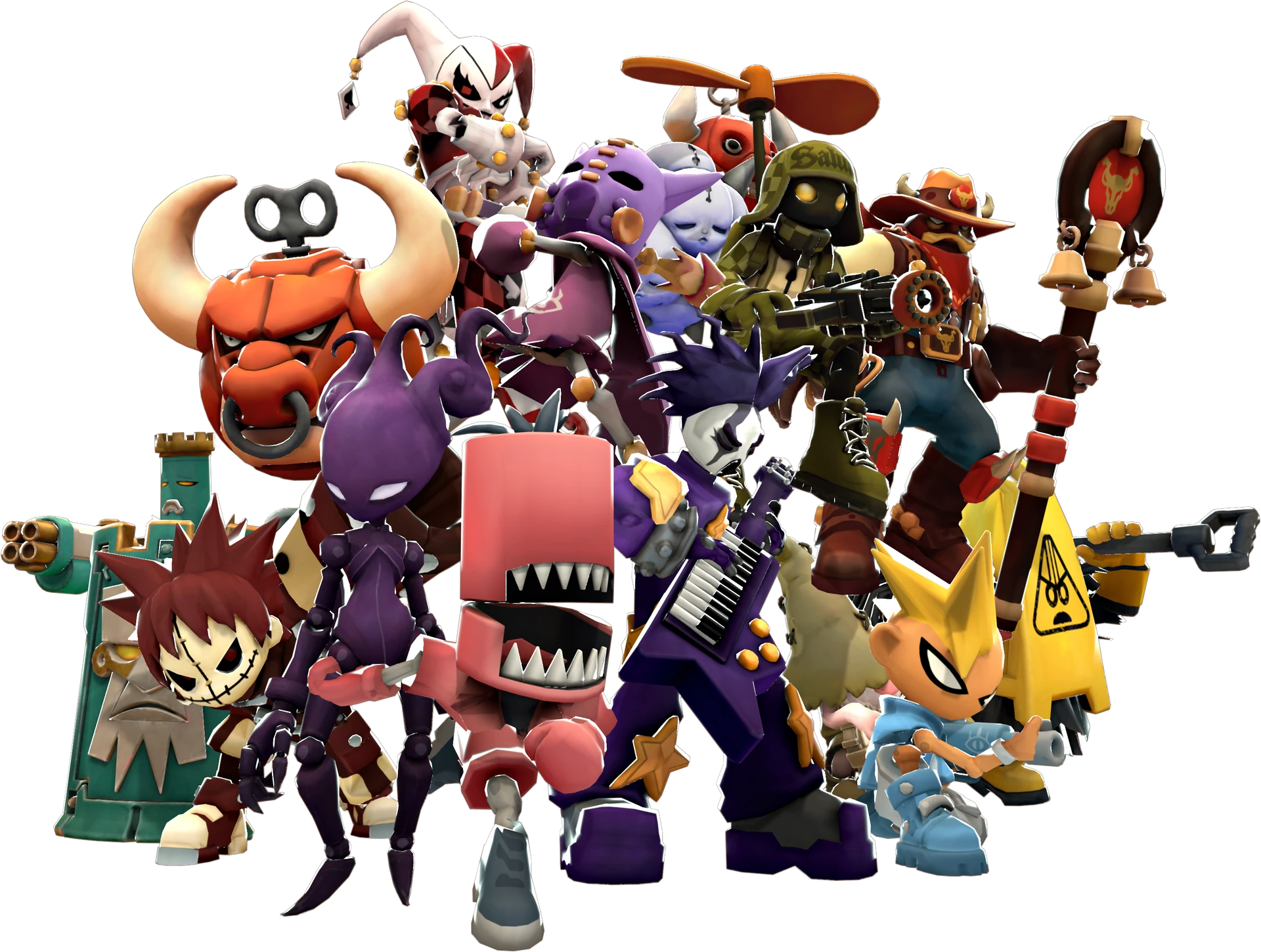 The Assembly Run enemy toys gathered together